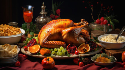 Obraz na płótnie Canvas Thanksgiving Turkey food party