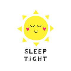 Poster with sun character and lettering.