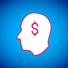 White Lucky player icon isolated on blue background. Vector