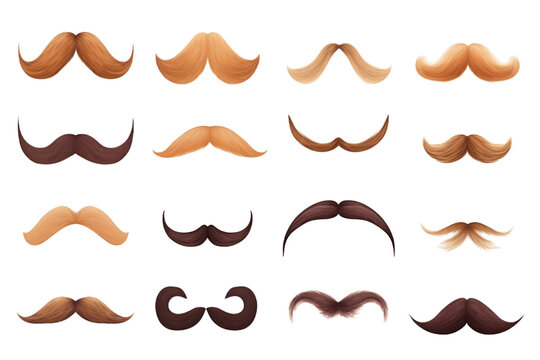 Diversity in Moustache Sets Isolated on Transparent Background. Generative AI