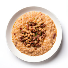 Nigerian Beans Porridge Nigerian Dish On Plate On White Background Directly Above View