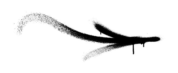 Graffiti arrow with overspray in black over white.