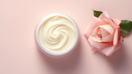 Illustration of a jar of cream with pink rose