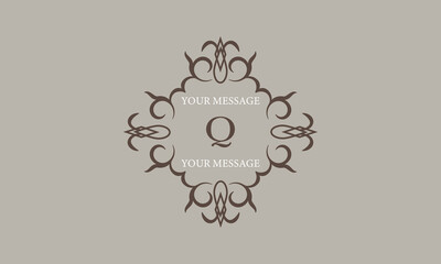 Vector abstract monogram with letter Q. Refined linear style in brown colors for beauty, jewelry and fashion concept. Universal premium logo, emblem
