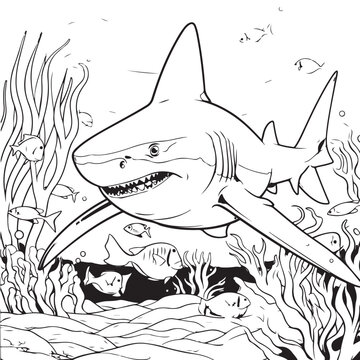 shark coloring book under water world drawing book for boys and girls corel drawing pages 
