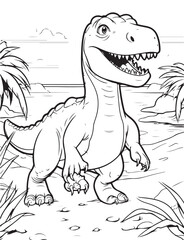 dinosaur in jungle coloring pages and books for boys, printable