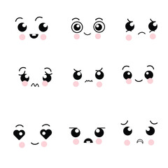 set of funny cartoon faces