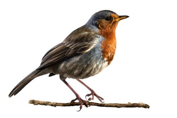 Erithacus rubeculas Robin, isolated on a white backdrop