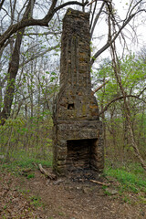 Fototapeta premium Abandoned homestead fireplace in the mountains
