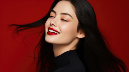 Smiling Asian Model with Bold Makeup