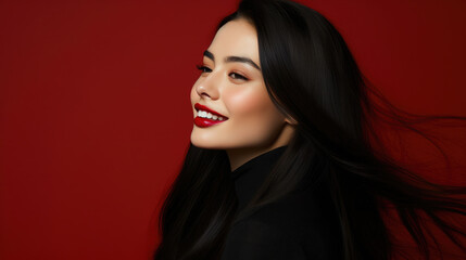 Fototapeta premium Pale Skin Beauty with Dark Red Lips