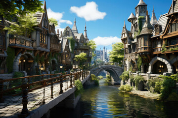 Naklejka premium Enchanted Emerald Citadel: A Medieval Fantasy Realm