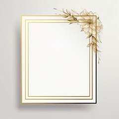 Wedding invitation card template luxury design with gold frame and nature leaf