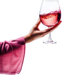 Hand holding glass of red wine ,wineglass, alcohol, winery, PNG, Transparent, isolate.