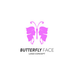 Butterfly face, Abstract beauty butterfly spa cosmetic shop Logo Design Symbol Template Flat Style Vector Illustration