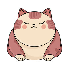 Fat kawaii cat icon. Flat illustration haughty, dismissive cat