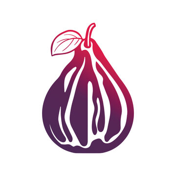 Cutaway fig icon. Fruit gradient icon, sign, bright fig for web or logo.