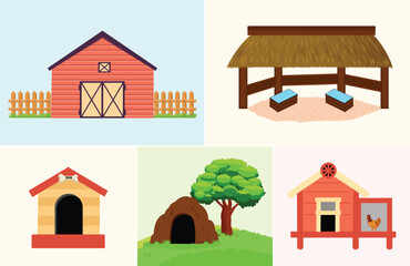 Set of different animal house