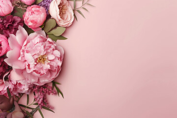 Fototapeta premium Whispers of Pink: Peonies and Roses in Harmony