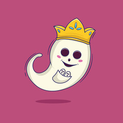Queen ghost cartoon vector with childreen on halloween party