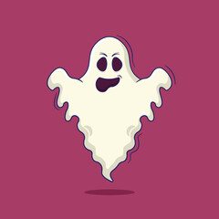Scary ghost cartoon vector illustration on halloween