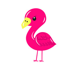 Pink flamingo chick on a white background. Vector illustration