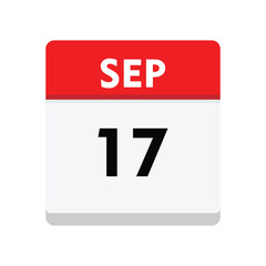 calender icon, 17 september icon with white background	