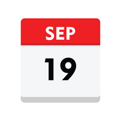 calender icon, 19 september icon with white background	