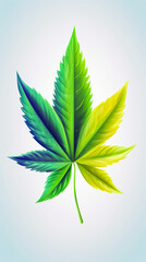 Naklejka premium Green realistic cannabis leaf isolated on a white background, generative AI.