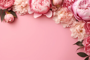 Pastel Floral Medley: Peony Rose Ensemble on Pink