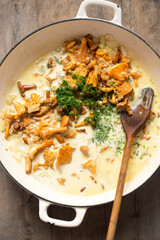 Chanterelle with white wine cream sauce with dill - 638017038