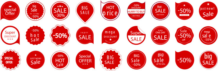 Set of Sale badges. Modern sale stickers and tags colorful collection