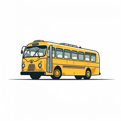 Illustration of yellow bus on white background. Generative AI.