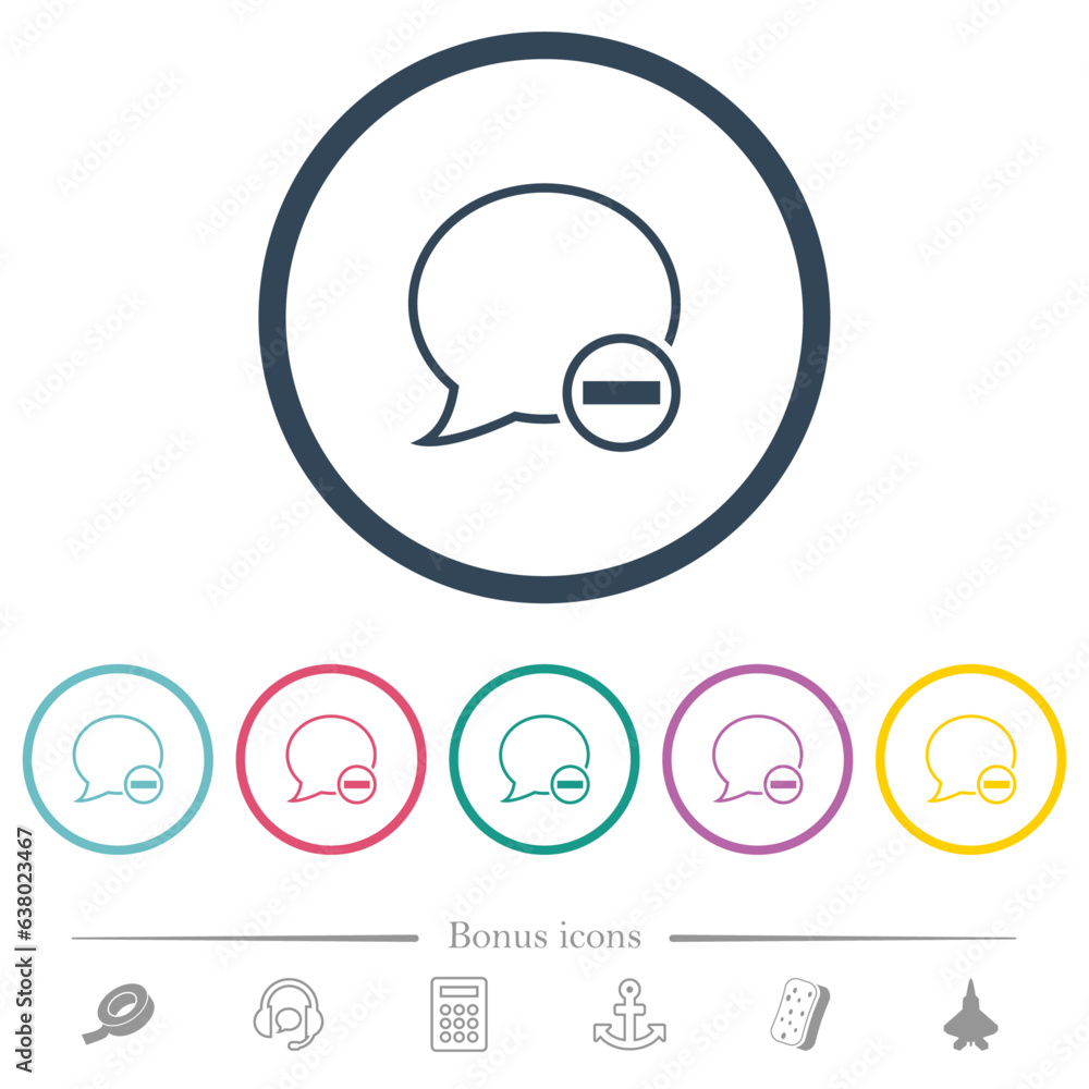 Poster remove message flat color icons in round outlines