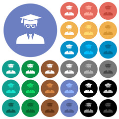 Graduate male avatar round flat multi colored icons