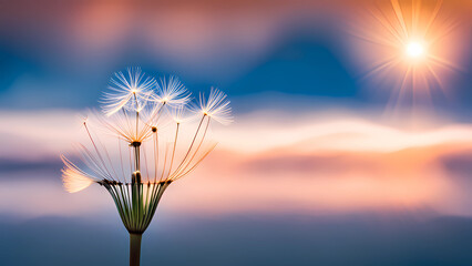 dandelion in the sunset