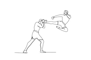Two boxers fought valiantly. UFC one-line drawing