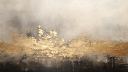 Abstract oil painting on canvas. Paint spots. Paint strokes gold, black, gray created with Generative AI technology.