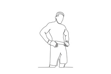 A man showing his abs. UFC one-line drawing