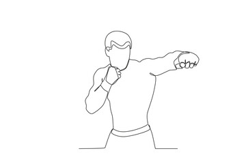 A man training in boxing. UFC one-line drawing