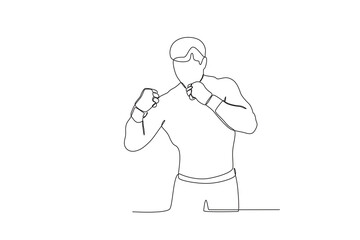 A man is excited to start the match. UFC one-line drawing