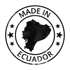 Made in Ecuador grunge rubber stamp with country map isolated on transparent background
