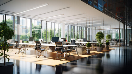 Fototapeta na wymiar A sleek and modern office space with clean lines and technology