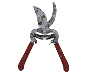 3d rendering rusty garden shears