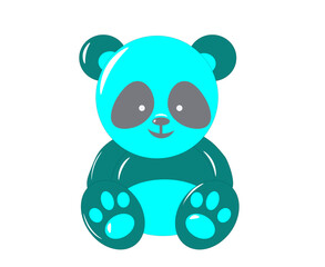 Vector illustration of cartoon panda in turquoise color