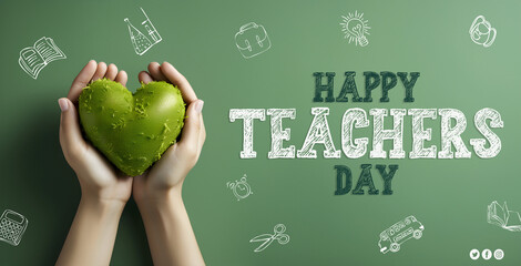 Happy Teacher's day banner or poster photo. Ai generated