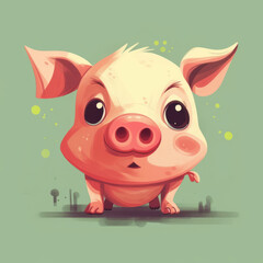 Fototapeta premium Illustration of a drawing of a little pig. Generative AI.