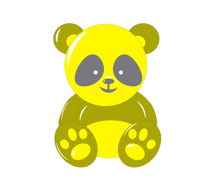 Vector illustration of cartoon panda in yellow color