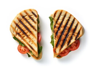 Grilled sandwich cut into pieces isolated