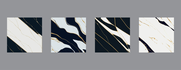 Set of Luxury Black and Gold Marble texture background vector. Panoramic Marbling texture design for Banner, invitation, wallpaper, headers, website, print ads, packaging design template.